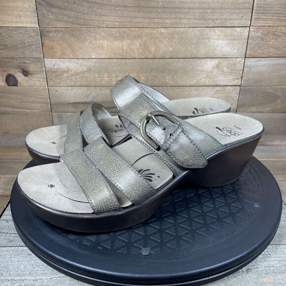 ABEO Bio System Dorin Womens 10 M Brown Strap Leather Wedge Sandals Comfort - Picture 2 of 10